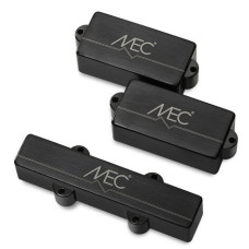 MEC Active P/J-Style Bass Pickup Set, Metal Cover, 4-String - Brushed Black Chrome skaņas noņēmēji