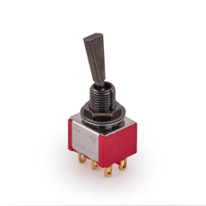 MEC Mini Toggle Switch, Flat, Solder Lugs, ON/ON, DPDT - Black