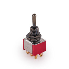 MEC Mini Toggle Switch, Long, Solder Lugs, ON/ON/ON, DPDT - Black