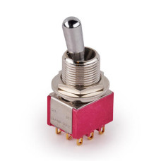 MEC Maxi Toggle Switch, Short, Solder Lugs, ON/ON, 3PDT - Chrome