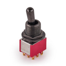 MEC Maxi Toggle Switch, Short, Solder Lugs, ON/ON, 3PDT - Black