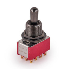 MEC Maxi Toggle Switch, Short, Solder Lugs, ON/ON/ON, 4PDT - Black