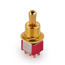 MEC Maxi Toggle Switch, Short, Solder Lugs, ON/ON/ON, DPDT - Gold