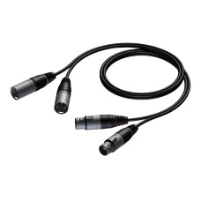 Procab 2 x XLR male - 2 x XLR female 0,5 meter