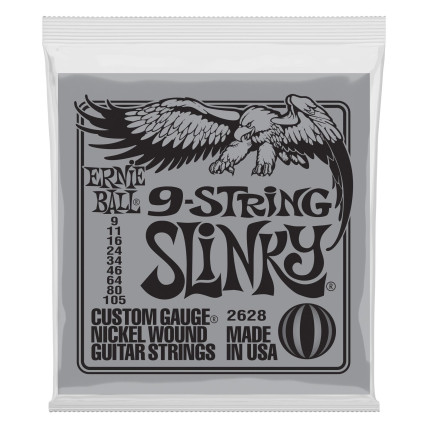 Ernie Ball 2628 Slinky 9-String nickel wound strings 9-105